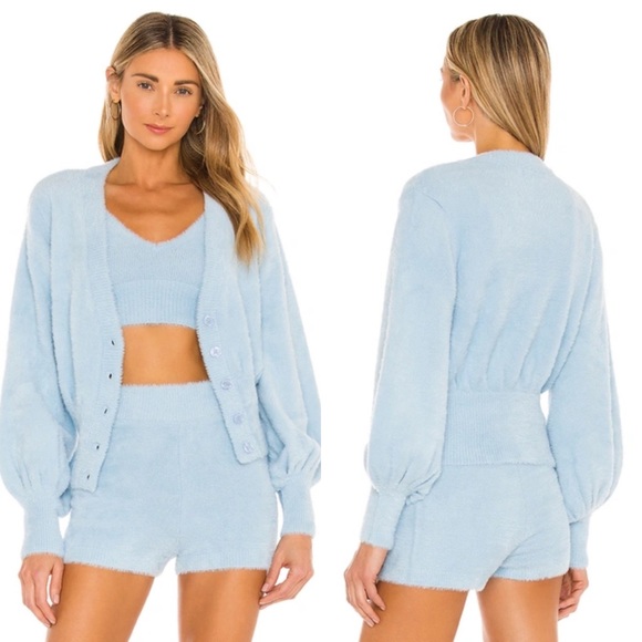 NWT L Space Blue Fuzzy Daydreaming Cardigan Revolve Anthropologie - Picture 2 of 8